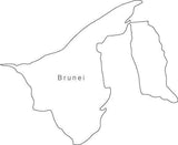 Digital Black & White Brunei map in Adobe Illustrator EPS vector format