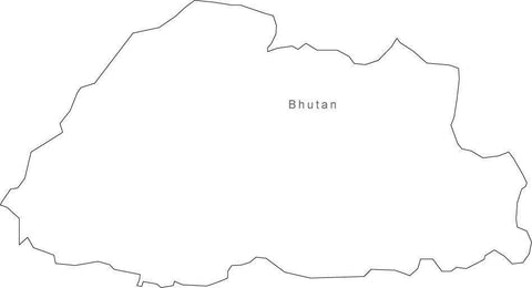 Digital Black & White Bhutan map in Adobe Illustrator EPS vector format