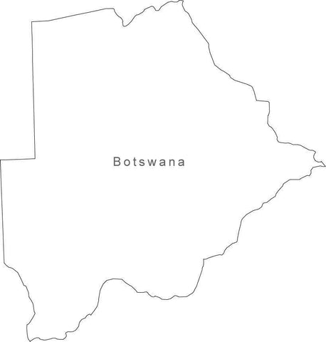 Digital Black & White Botswana map in Adobe Illustrator EPS vector format