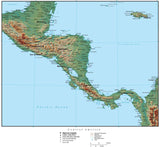 Central America Terrain map in Adobe Illustrator vector format with Photoshop terrain image C-AMER-952946
