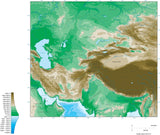 Digital Central Asia Contour map in Adobe Illustrator vector format.