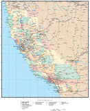 California Map with Counties, Cities, County Seats, Major Roads, Rivers and Lakes