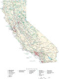 Detailed California Cut-Out Style Digital Map with County Boundaries, Cities, Highways, and more