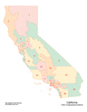 Digital California Map with 2022 Congressional Districts