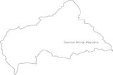 Digital Black & White Central Africa Republic map in Adobe Illustrator EPS vector format