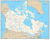 Canada Digital Vector Map with Province Areas and Capitals