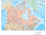 Canada Map with Provincial Boundaries and Contours in Water