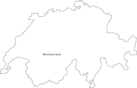 Digital Black & White Switzerland map in Adobe Illustrator EPS vector format