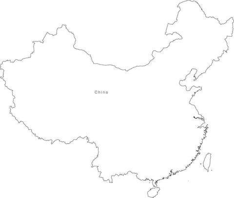 Digital Black & White China map in Adobe Illustrator EPS vector format