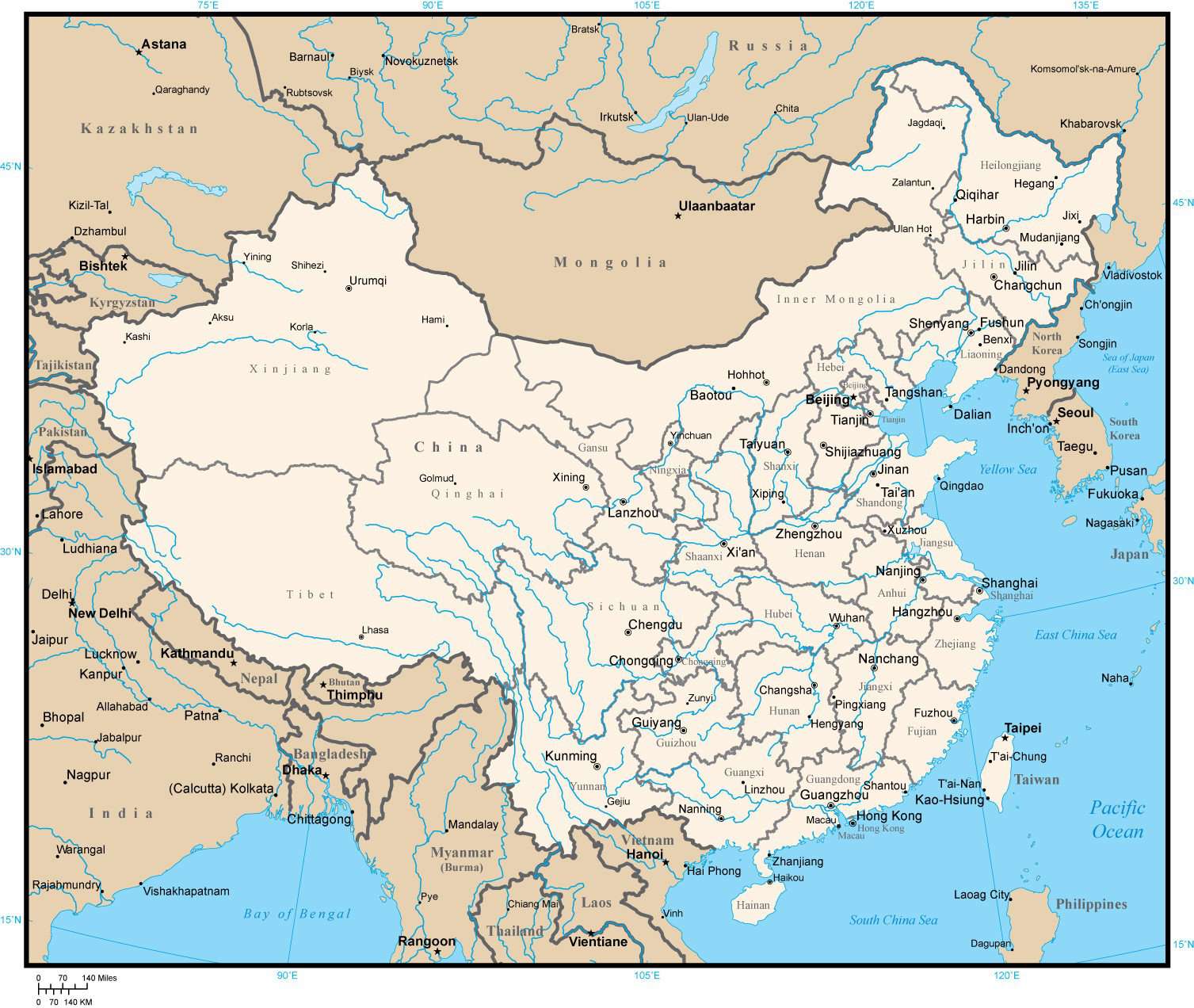 China Map onggi with Provinces in