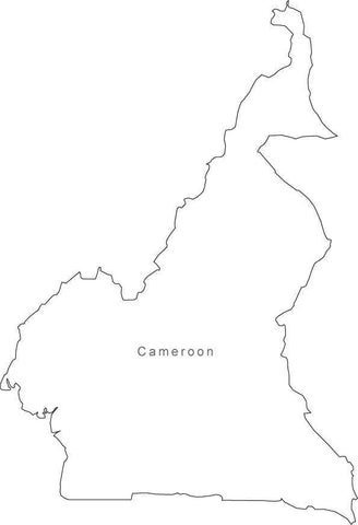 Digital Black & White Cameroon map in Adobe Illustrator EPS vector format