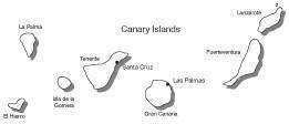 Canary Islands Black & White Map With Major Cities