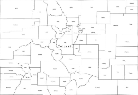 Digital CO Map with Counties - Black & White