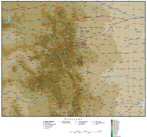 Colorado Map with Contour Background