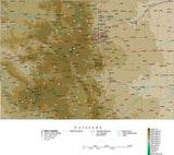 Colorado Map  with Contour Background - Cut Out Style