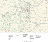 Detailed Colorado Cut-Out Style Digital Map with County Boundaries, Cities, Highways, and more