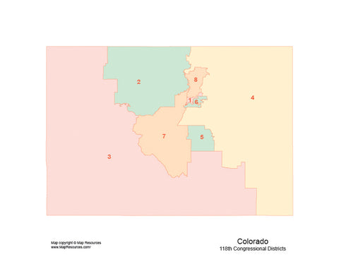 Digital Colorado Map with 2022 Congressional Districts