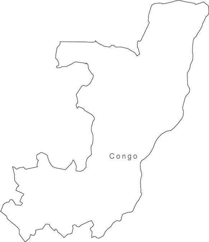 Digital Black & White Congo map in Adobe Illustrator EPS vector format