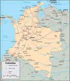 Digital Colombia map in Adobe Illustrator vector format