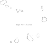Digital Black & White Cape Verde Islands map in Adobe Illustrator EPS vector format