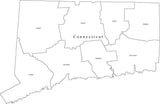 Digital CT Map with Counties - Black & White