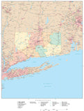 Detailed Connecticut Digital Map with Counties, Cities, Highways, Railroads, Airports, and more