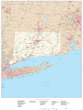 Detailed Connecticut Digital Map with County Boundaries, Cities, Highways, and more