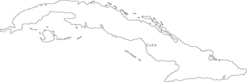 Digital Black & White Cuba map in Adobe Illustrator EPS vector format
