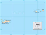 Digital Cayman Islands map in Adobe Illustrator vector format