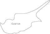 Digital Black & White Cyprus map in Adobe Illustrator EPS vector format