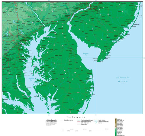 Delaware Map with Contour Background