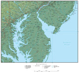 Digital Delaware Terrain map in Adobe Illustrator vector format with Terrain DE-USA-942194