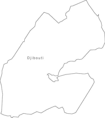 Digital Black & White Djibouti map in Adobe Illustrator EPS vector format