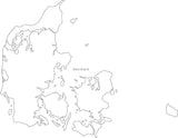 Digital Black & White Denmark map in Adobe Illustrator EPS vector format