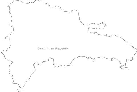 Digital Black & White Dominican Republic map in Adobe Illustrator EPS vector format