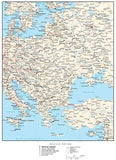 Eastern Europe Map with Country Boundaries, Capitals, Cities, Roads and Water Features