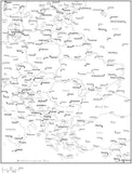 Black & White Eastern Europe Map with Countries, Capitals and Major Cities - E-EURO-533910