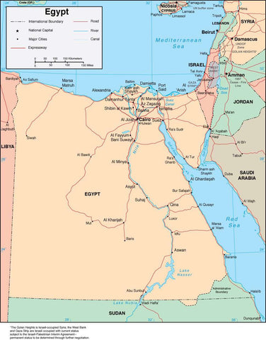 Digital Egypt map in Adobe Illustrator vector format