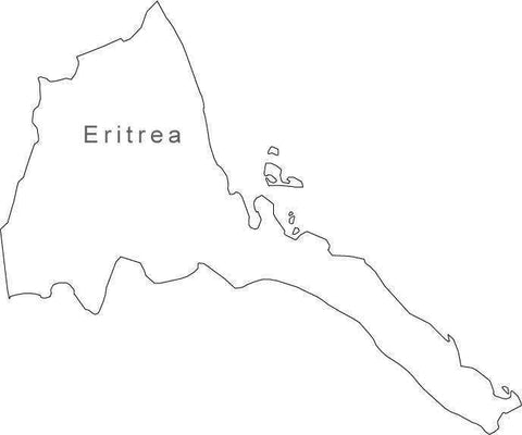 Eritrea Map - Black & White Simple Outline