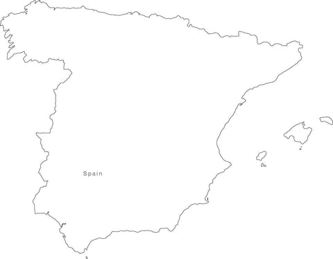 Digital Black & White Spain map in Adobe Illustrator EPS vector format