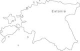Digital Black & White Estonia map in Adobe Illustrator EPS vector format