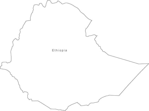 Digital Black & White Ethiopia map in Adobe Illustrator EPS vector format