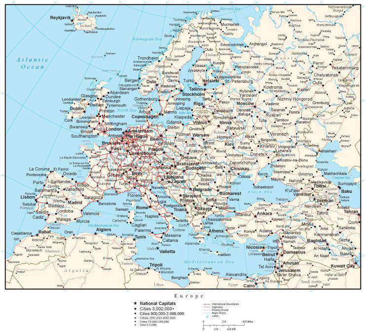 european cities map