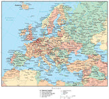 Europe Map with Countries, Capitals, Cities, Roads and Water Features