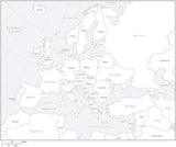Digital Europe Map with Countries - Black & White
