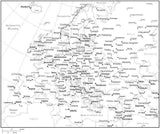 Black & White Europe Map with Countries, Capitals and Major Cities - EUROPE-533938