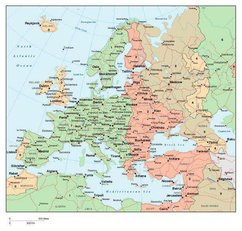 Europe Map with Time Zones