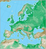 Europe Map with Land Contours