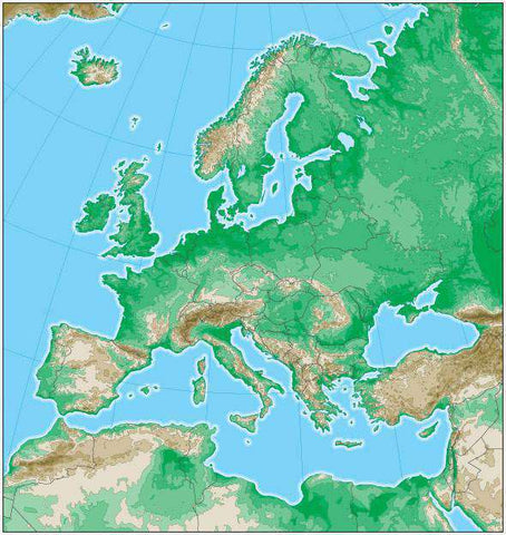 Europe Map with Land Contours