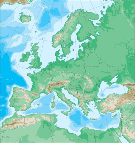 Europe Contour Map